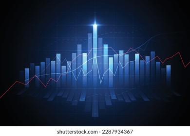 Diagramm mit Business-Kerzen-Stock-Diagrammen des Börsenhandels auf weißem Hintergrund. Bullischer Punkt, Trend der Grafik. Vektorgrafik