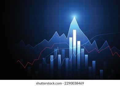 Gráfico gráfico de barras de velas de negocios de la inversión en el mercado de valores sobre el diseño de fondo blanco. Punto Bullish, Tendencia del gráfico. Ilustración del vector
