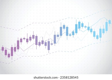 Gráfico gráfico de barras de velas de negocios de la inversión en el mercado de valores sobre el diseño de fondo blanco. Punto Bullish, Tendencia del gráfico. Ilustración del vector
