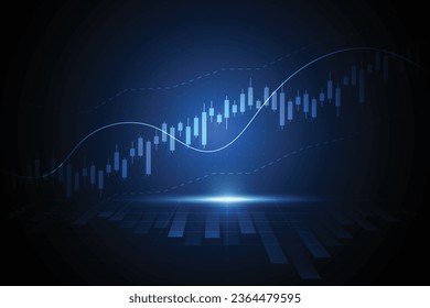 Diagramm mit Business-Kerzen-Stock-Diagrammen des Börsenhandels auf weißem Hintergrund. Bullischer Punkt, Trend der Grafik. Vektorgrafik