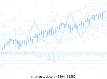 Diagramm mit Business-Kerzen-Stock-Diagrammen des Börsenhandels auf weißem Hintergrund. Bullischer Punkt, Trend der Grafik. Vektorgrafik