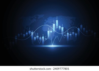 Business candle stick graph chart of stock market investment trading on white background design. Bullish point, Trend of graph. Vector illustration