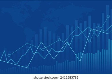 Business candle stick graph chart of stock market investment trading on blue background. Bullish point, Trend of graph