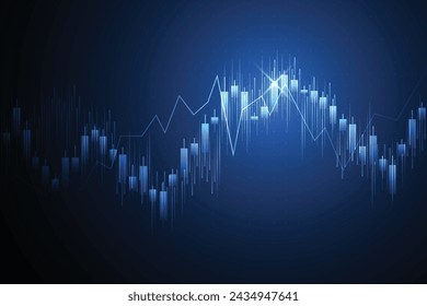 Vela de negocios palo gráfico gráfico de la inversión en el mercado de valores de negociación sobre el diseño de fondo blanco. Punto alcista, Tendencia del gráfico. Ilustración de vector