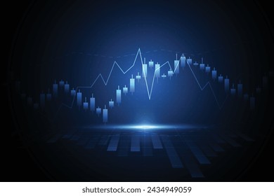 Vela de negocios palo gráfico gráfico de la inversión en el mercado de valores de negociación sobre el diseño de fondo blanco. Punto alcista, Tendencia del gráfico. Ilustración de vector