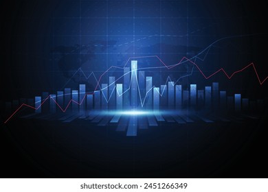 Vela de negocios palo gráfico gráfico de la inversión en el mercado de valores de negociación sobre el diseño de fondo blanco. Punto alcista, Tendencia del gráfico. Ilustración vectorial