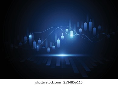 Gráfico del palillo de la vela del negocio del comercio de la inversión del mercado de valores en diseño blanco del fondo. Punto alcista, Tendencia del gráfico. Ilustración vectorial