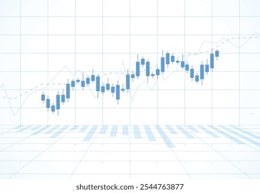 Gráfico del palillo de la vela del negocio del comercio de la inversión del mercado de valores en diseño blanco del fondo. Punto alcista, Tendencia del gráfico. Ilustración vectorial