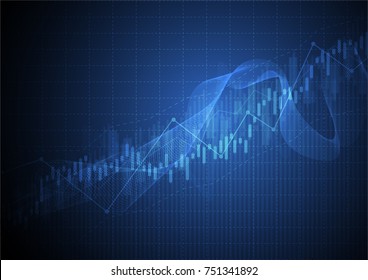 Business candle stick graph chart of stock market investment trading on dark background design. Bullish point, Trend of graph. Vector illustration