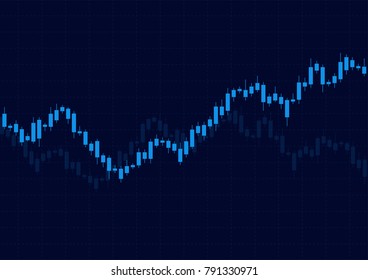 Business candle stick graph chart of stock market investment trading on dark background design. Bullish point, Trend of graph. Vector illustration