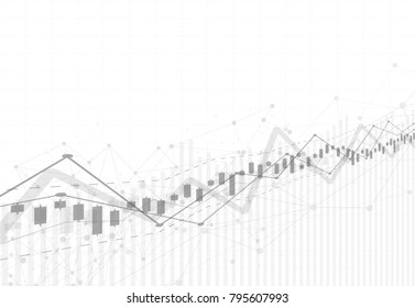 Gráfico gráfico de barras de velas de negocios de la inversión en el mercado de valores en el diseño de fondo. Punto en blanco, Tendencia del gráfico. Ilustración del vector