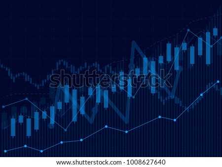 Business candle stick graph chart of stock market investment trading on dark background design. Bullish point, Trend of graph. Vector illustration