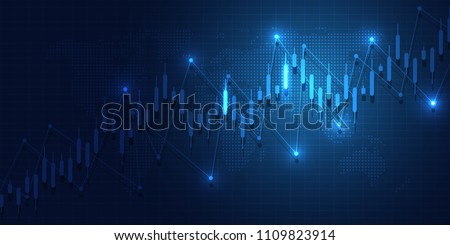 Business candle stick graph chart of stock market investment trading on blue background design. Trend of graph. Vector illustration