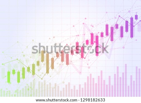 Business candle stick graph chart of stock market investment trading on dark background design. Bullish point, Trend of graph. Vector illustration