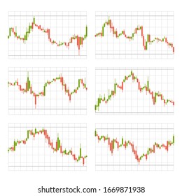 Business Candle Stick Set. Trading Graph Chart on White Background. Vector