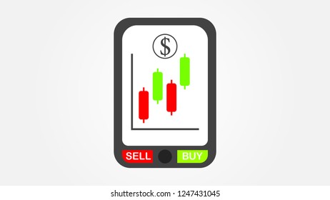 Business candlestick in phone.