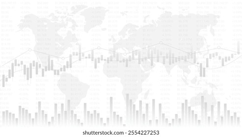 Business candlestick and volume chart, investment trading stock market on white background. Vector illustration