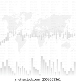 Business candlestick and volume chart, investment trading stock market on white background. Vector illustration