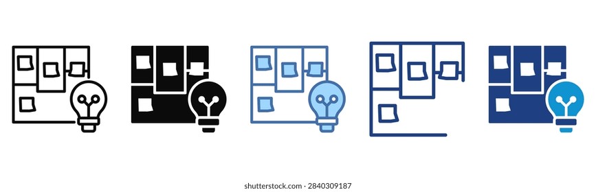 Business Canvas icon set multiple style collection