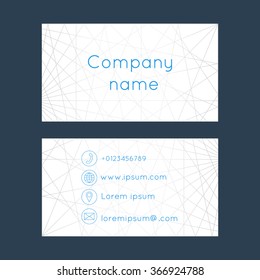Business card with abstract background of lines. Business cards set. Space for company name, address, phone, email. Visit card blank, template.  Business card design. Vector illustration.