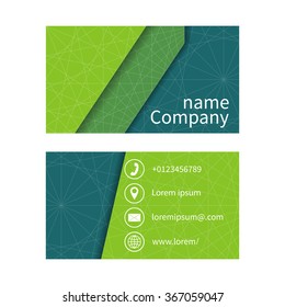 Business card with abstract background of lines. Business cards set. Space for company name, address, phone, email. Visit card blank, template.  Business card design. Vector illustration.