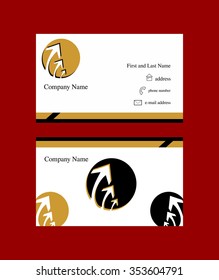 Business card with abstract circle logo with arrows