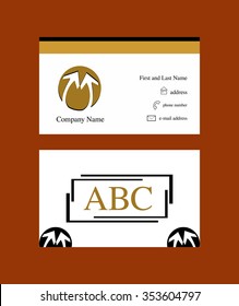 Business card with abstract circular logo with two arrows