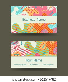 Business card with abstract colorful pattern.Vector illustration.