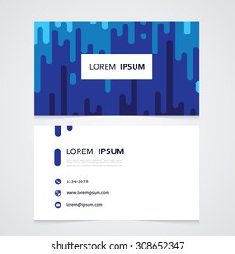 the business card with an abstract pattern of blue shades