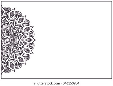 Business card abstract pattern - mandala. Vintage decorative elements. Hand drawn background. Islam, Arabic, Indian, ottoman motifs. Black and white