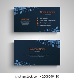 Business card with abstract squares in blue design vector eps 10
