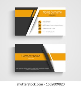 Business card with abstract strips in three color design