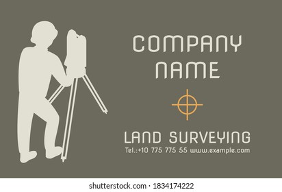 business card or ad with total station for land surveying company.