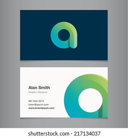 Business card with alphabet letter a.