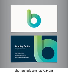 Business card with alphabet letter b.