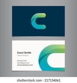 Business card with alphabet letter c.