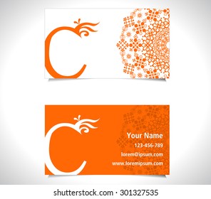 Business card with alphabet letter C, creative C letter logo concept - vector eps10