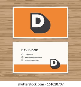 Business card with alphabet letter D. Vector template editable. Vintage design. 