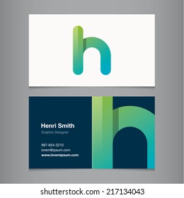 Business card with alphabet letter h.