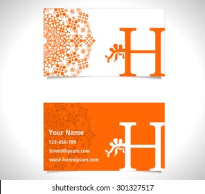 Business card with alphabet letter H, creative H letter logo concept - vector eps10