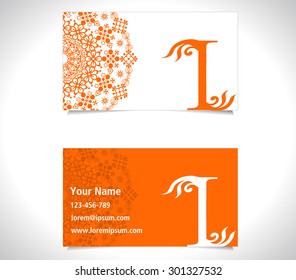 Business card with alphabet letter I, creative I letter logo concept - vector eps10