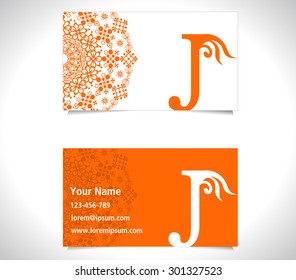 Business card with alphabet letter J, creative j letter logo concept - vector eps10
