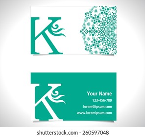 Business card with alphabet letter K, creative K letter logo concept - vector eps10