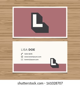 Business card with alphabet letter L. Vector template editable. Vintage design. 