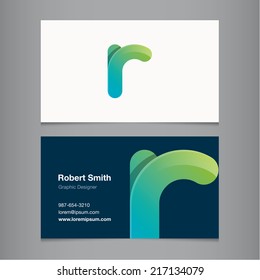 Business Card With Alphabet Letter R.