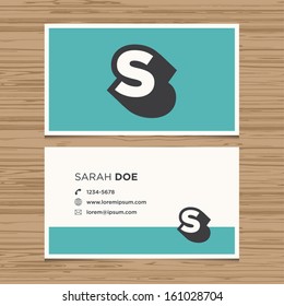 Business card with alphabet letter S. Vector template editable. Vintage design. 