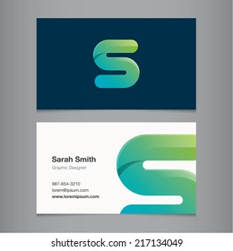 Business card with alphabet letter s.