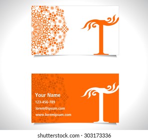 Business card with alphabet letter T, creative T letter logo concept - vector eps10