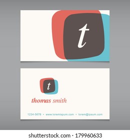 Business card with alphabet letter . Vector design template editable. Vintage design. 