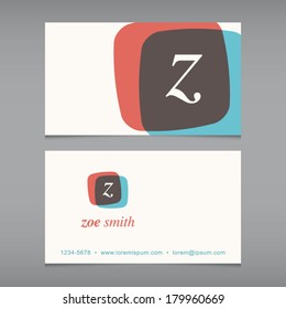 Business card with alphabet letter . Vector design template editable. Vintage design. 